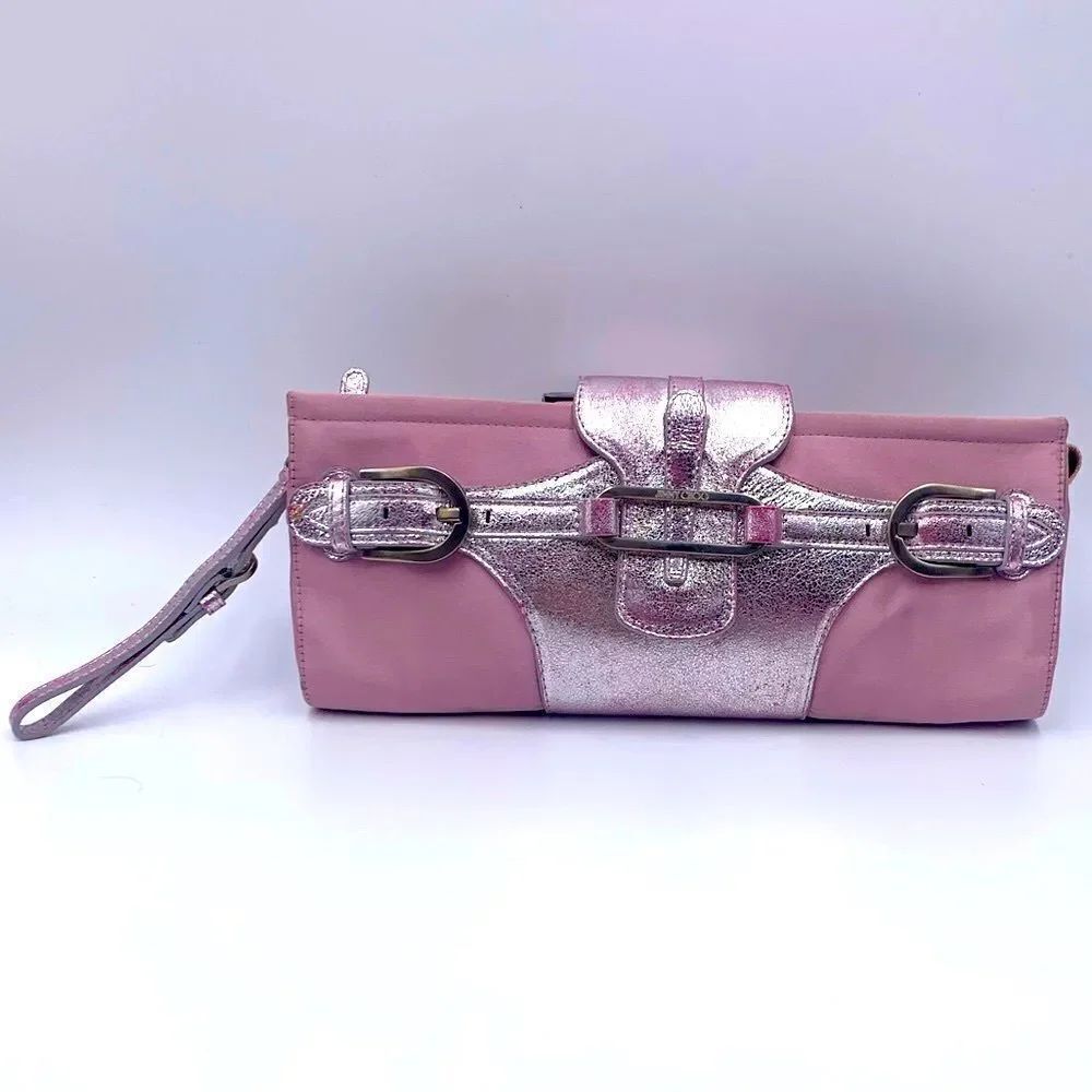 Auth Preloved Jimmy Choo Pink Satin Evening Wristlet Bag. Very Good Condition.
